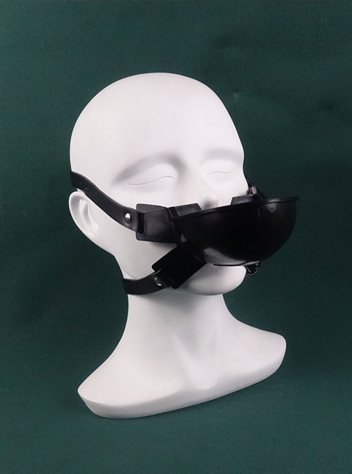 Close-up of a watersport gag, showcasing the sleek design and head strap