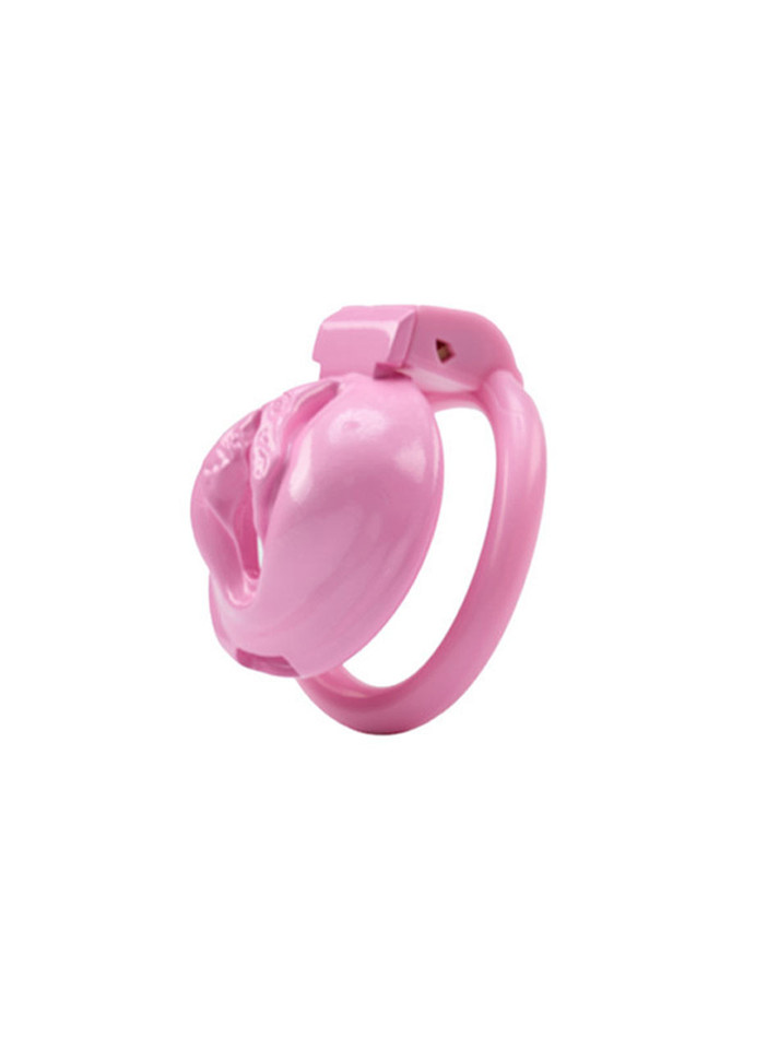 Lollipop Pink Resin Chastity Cage front view with pussy design