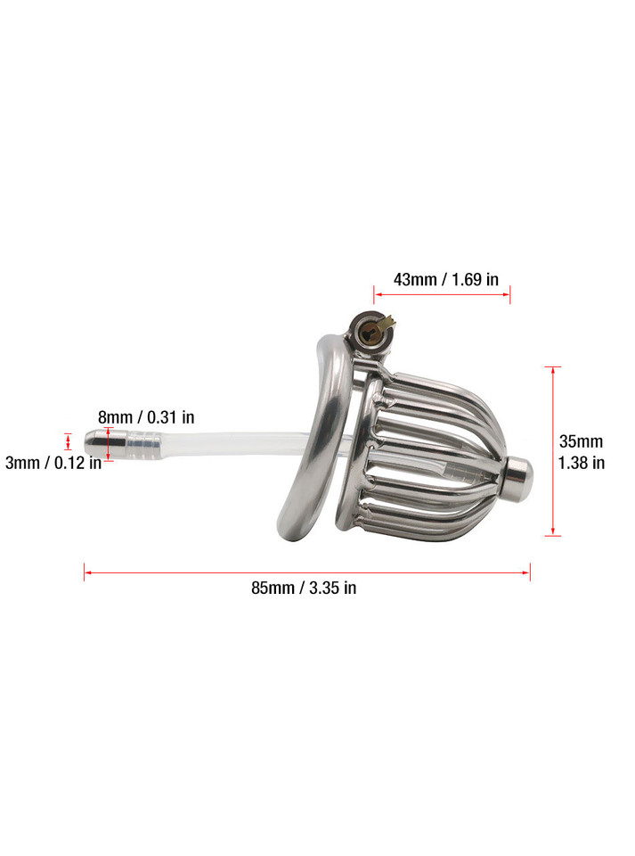 Curved Comfort Stainless Steel Chastity Cage with Urethral Insert