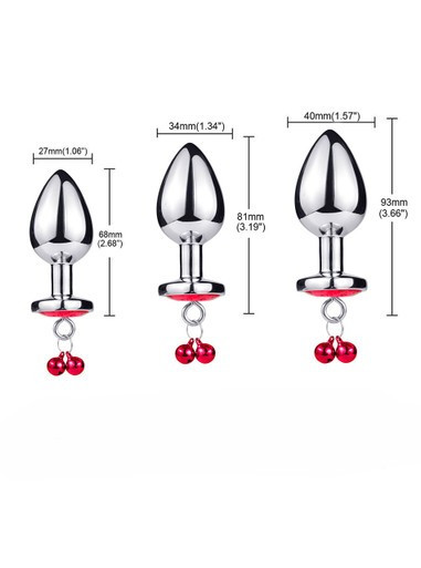 Blue Heart Jewel Metal Butt Plug with Bells