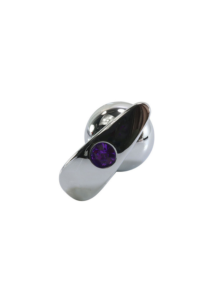 Shiny metal butt plug with a central spherical design and a secure flared base, designed for both visual appeal and enhanced pleasure.