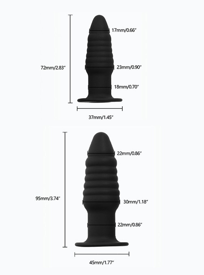 Black Silicone Ripple Large Butt Plug