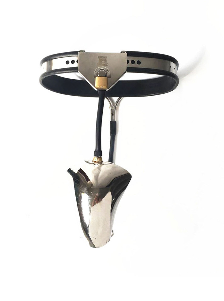Male Chastity Belt with Feminizing Design and Anal Opening, showcasing the stainless steel construction and feminizing design.