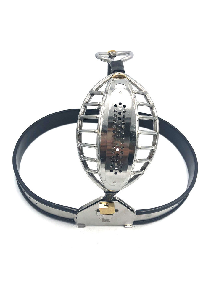 Male Chastity Belt with Invisible Cage, highlighting the robust lock and ergonomic design.
