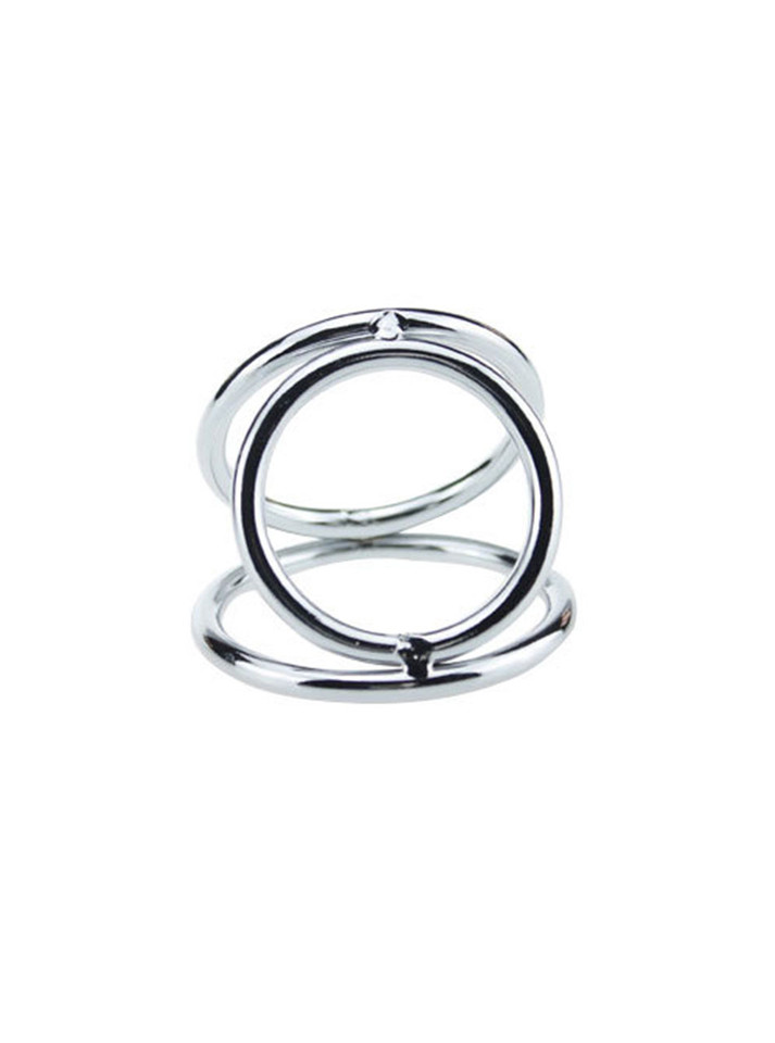 The Lollipop Triple Cock and Ball Ring featuring three interconnected rings.