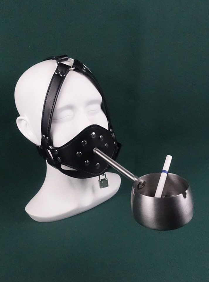 Human Ashtray Penis Gag with Stainless Steel Ashtray Attachment