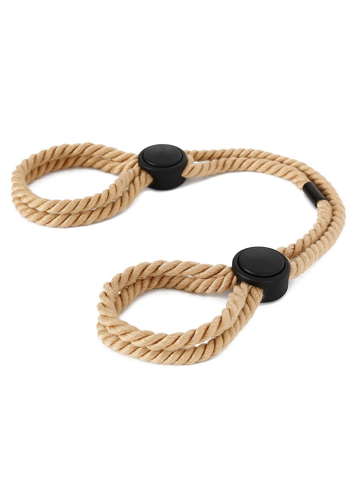 The Cotton Rope Cuff laid out, highlighting its adjustable design and secure clasps.