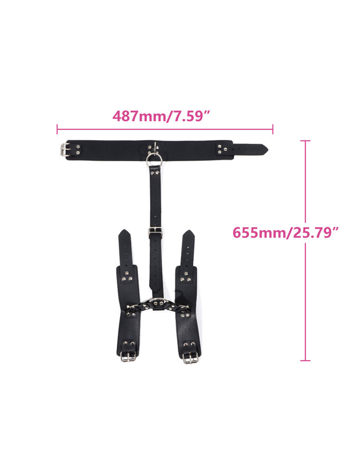 Bondage Restraint Harness - Collar and Wrist Cuffs Set