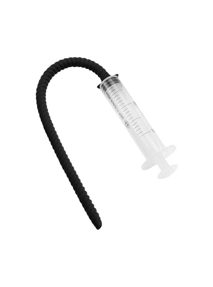 Long hollow urethral sound with flexible silicone design.