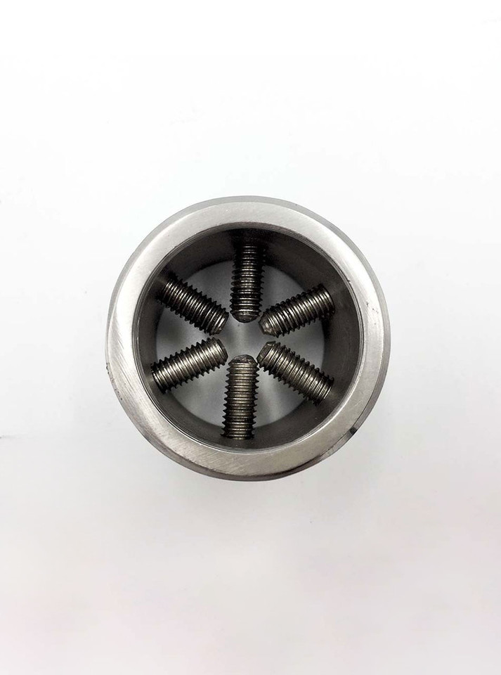 Top view of the Stainless Steel Ball Crusher showing six adjustable screws for customized pressure.