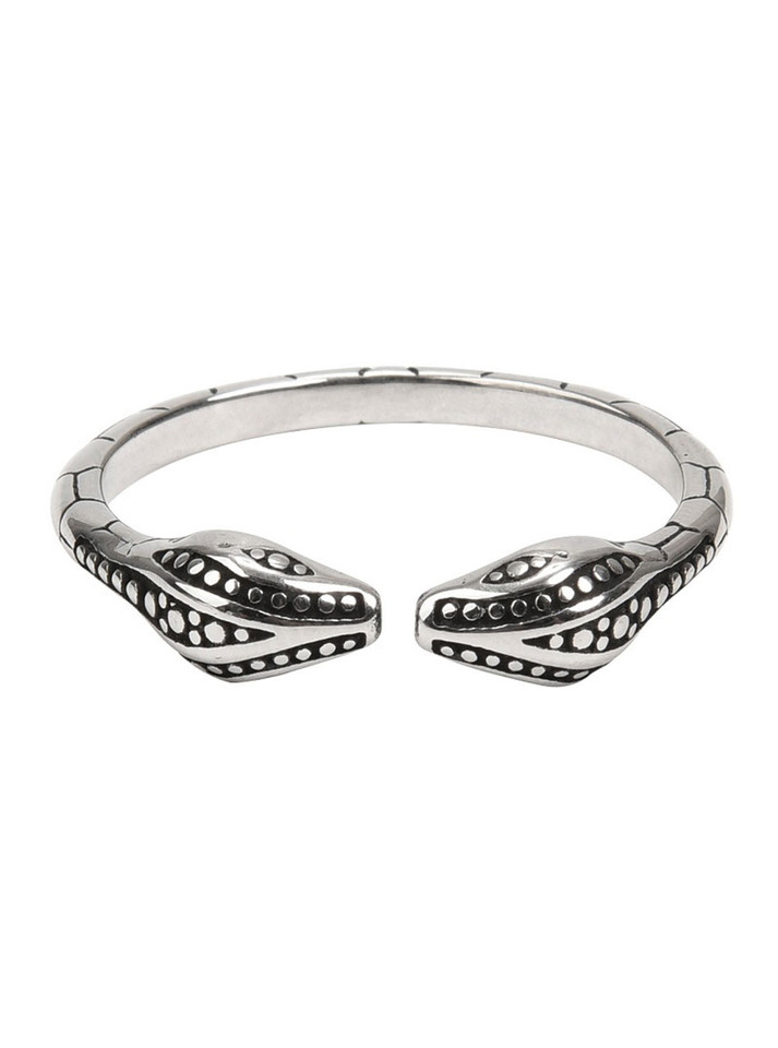 Stainless steel snake head cock ring with bold dual snake heads for enhanced stamina and prolonged pleasure.