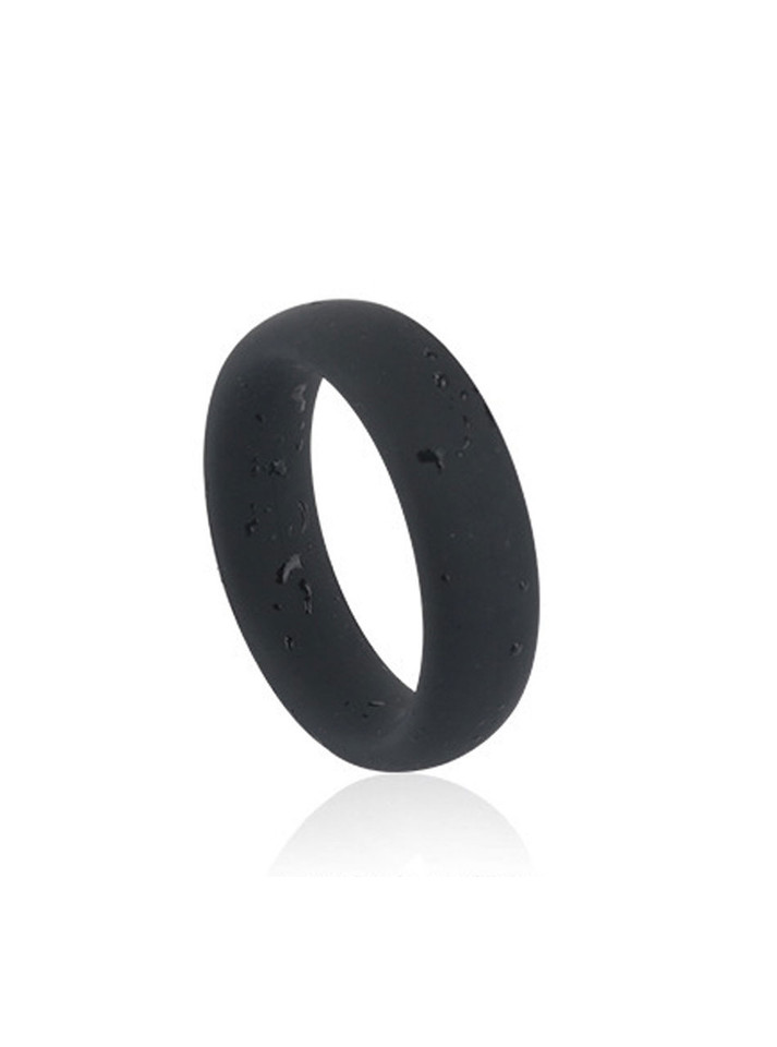 Black silicone cock ring designed for enhanced stamina and prolonged erections, featuring a smooth, stretchy surface.