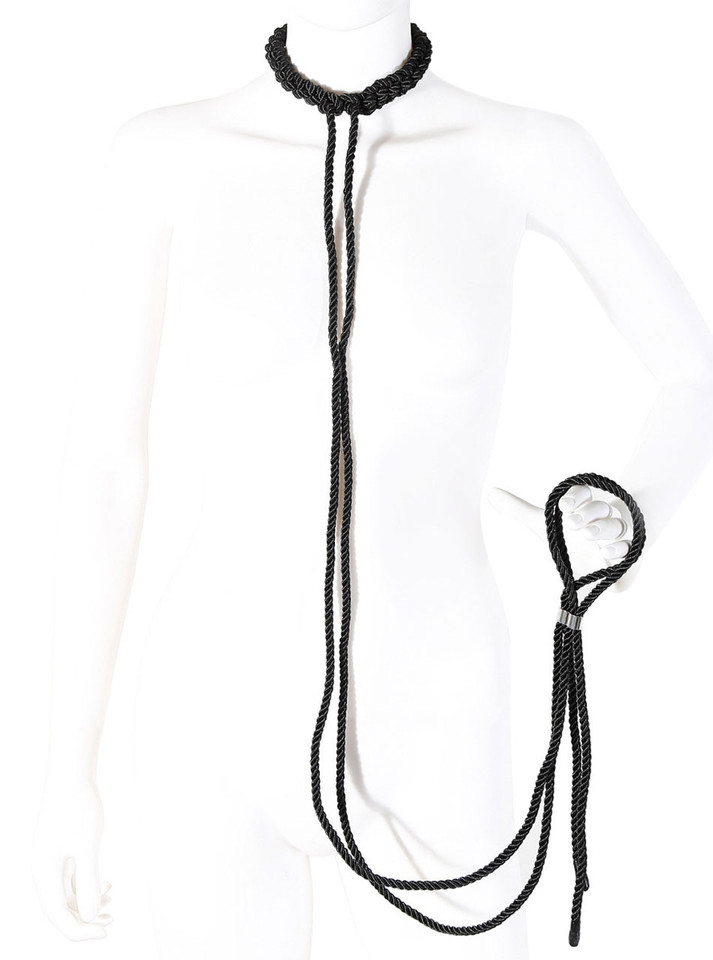 Black Bondage Rope Collar & Leash