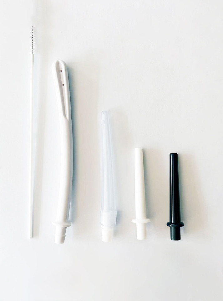 Set of enema nozzle attachments for The Lollipop Enema Balls, featuring multiple shapes for a customizable enema experience.