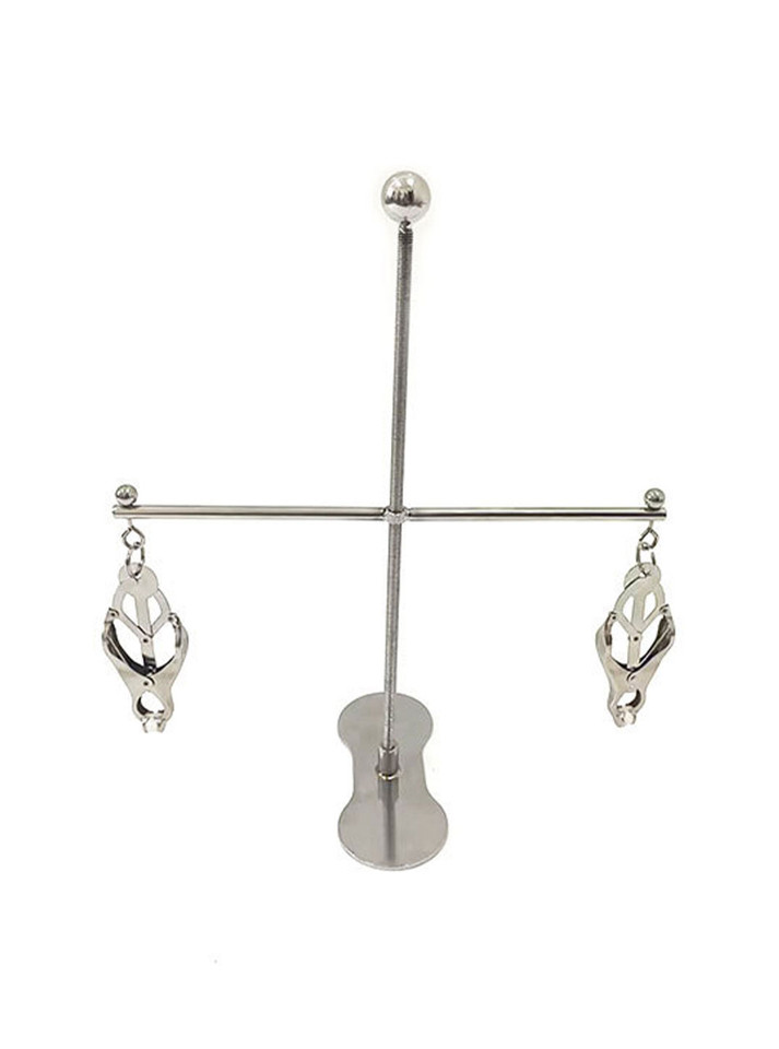 Stainless steel detachable nipple pullers with adjustable clamps for BDSM play.