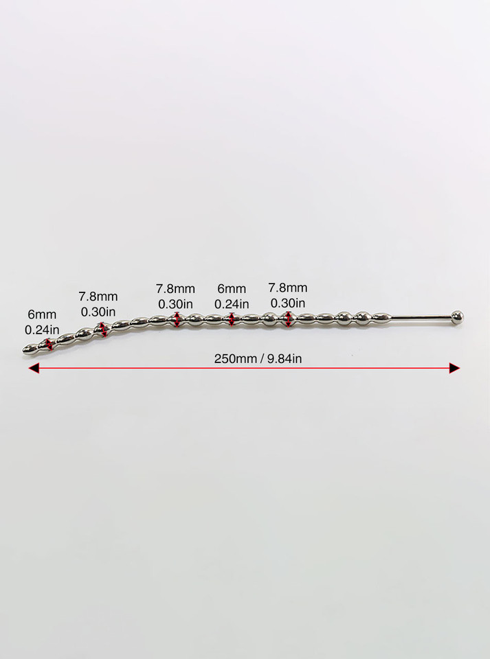 Curved Stainless Steel Beaded Urethral Wand