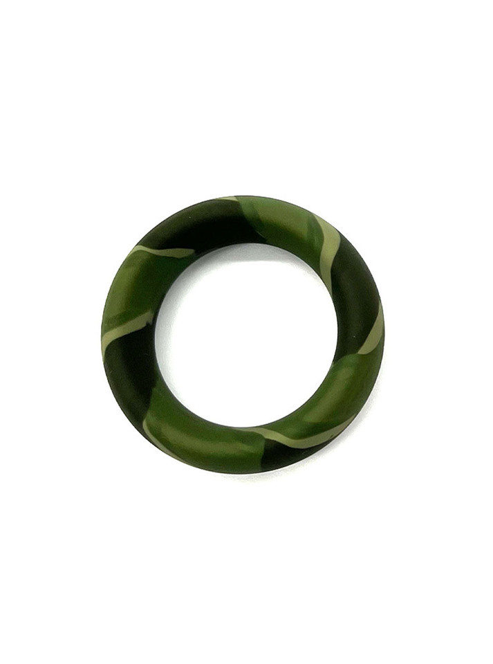 Green silicone cock ring for male stamina and erection control.