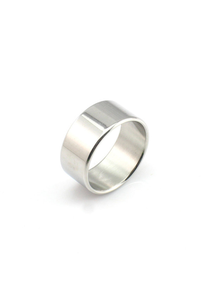 Wide stainless steel cock ring with a thicker grip and thinner profile for maximum erection control.