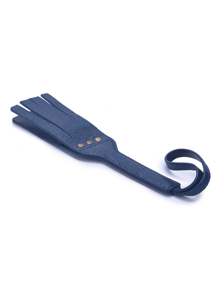 Full-length view of the navy paddle, showcasing its elegant design.