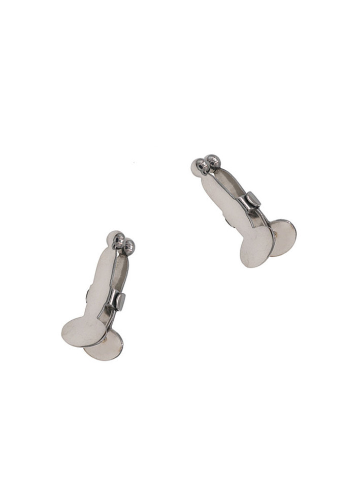 Round-head nipple clamps connected to a power cord, ideal for BDSM electro-play sessions.