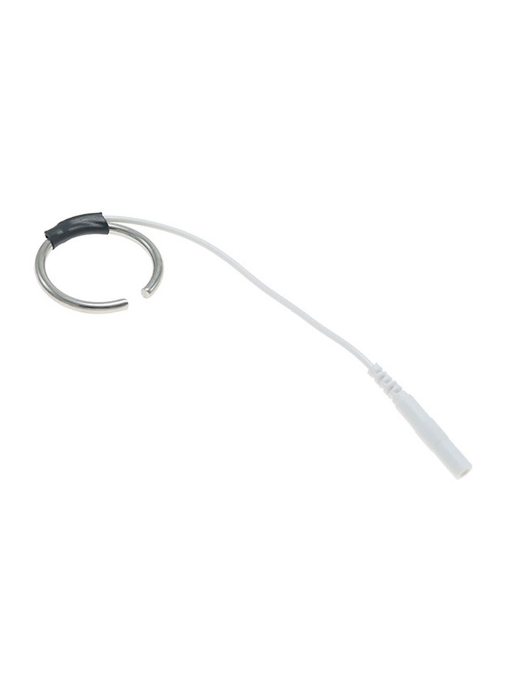 E-Stim Cock Ring with attached lead wire for intense penile stimulation.