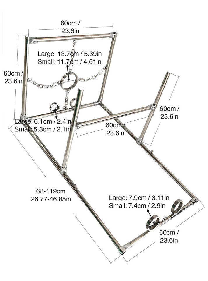 Stainless Steel Kneeling Bondage Stockade Frame with Hand & Leg Shackles