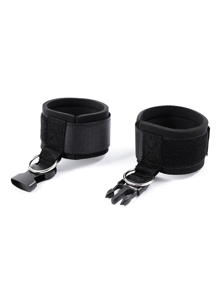 Side view of the connected cuffs showcasing plush padding