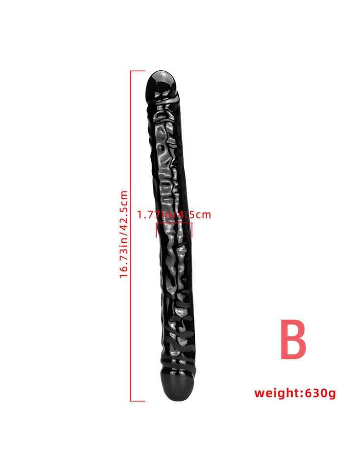 Measurement of 16.73-inch long double-ended dildo with 1.77-inch girth