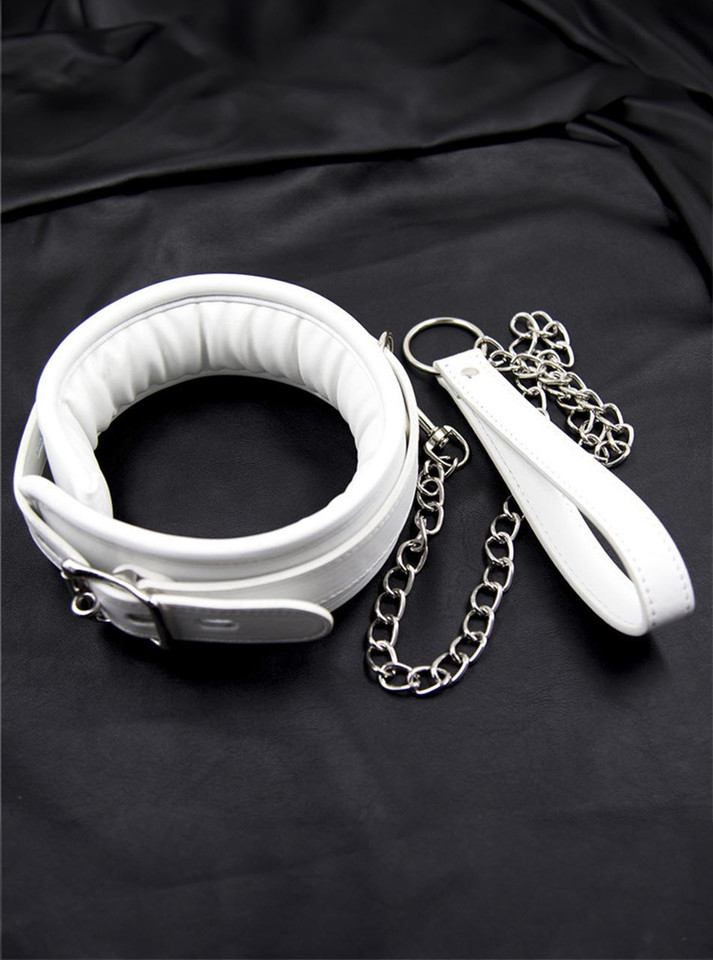 Soft padded interior of the white bondage collar