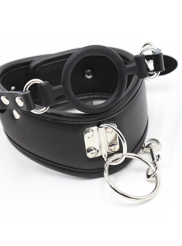 Side view of the collar showcasing soft padding and durable leather.