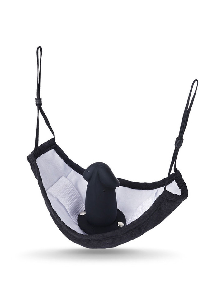 Inside view of the mask, showing breathable lining and gag attachment.