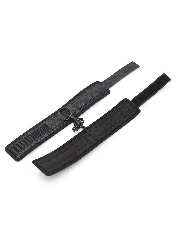 Soft inner lining of bondage cuffs shown open