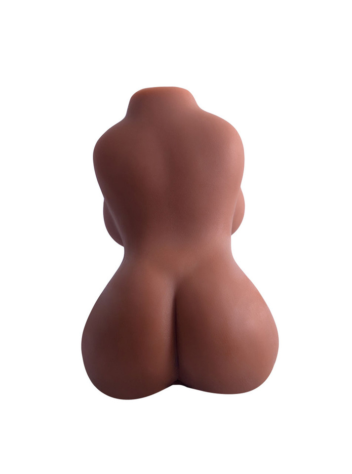 Ebony sex doll from the back with round bubble butt on display