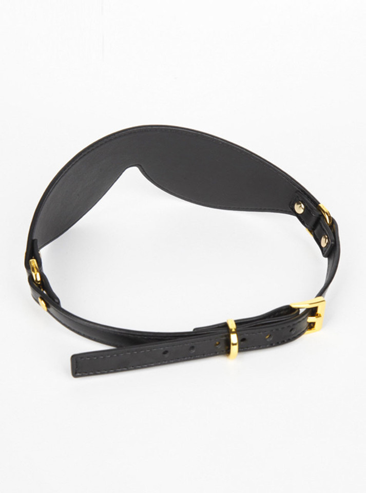 Rear view of BDSM eye mask with adjustable strap