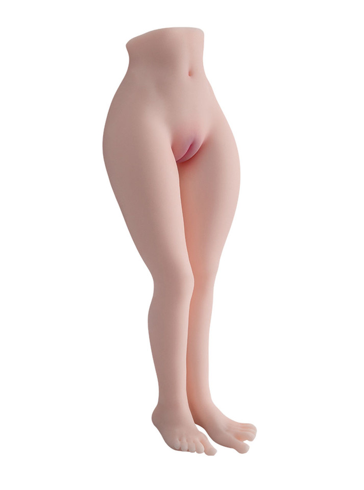 Detailed pussy lips close-up between soft TPE thighs