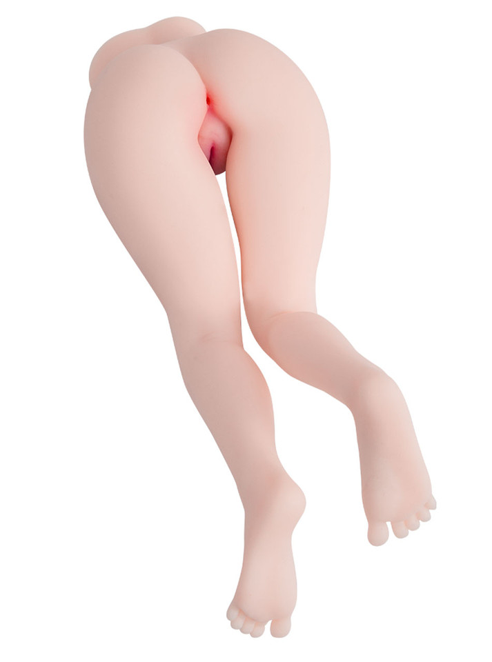 Doggystyle pose of thick ass torso doll with pink pussy between thighs