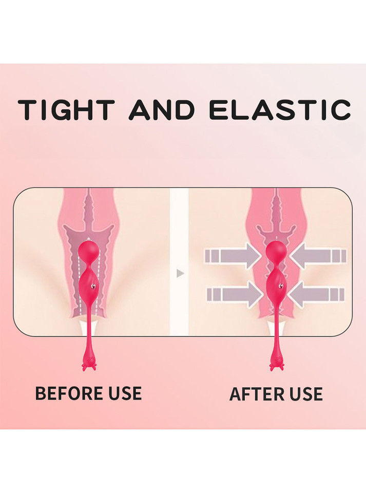 Before and after vaginal tightening diagram with kegel ball