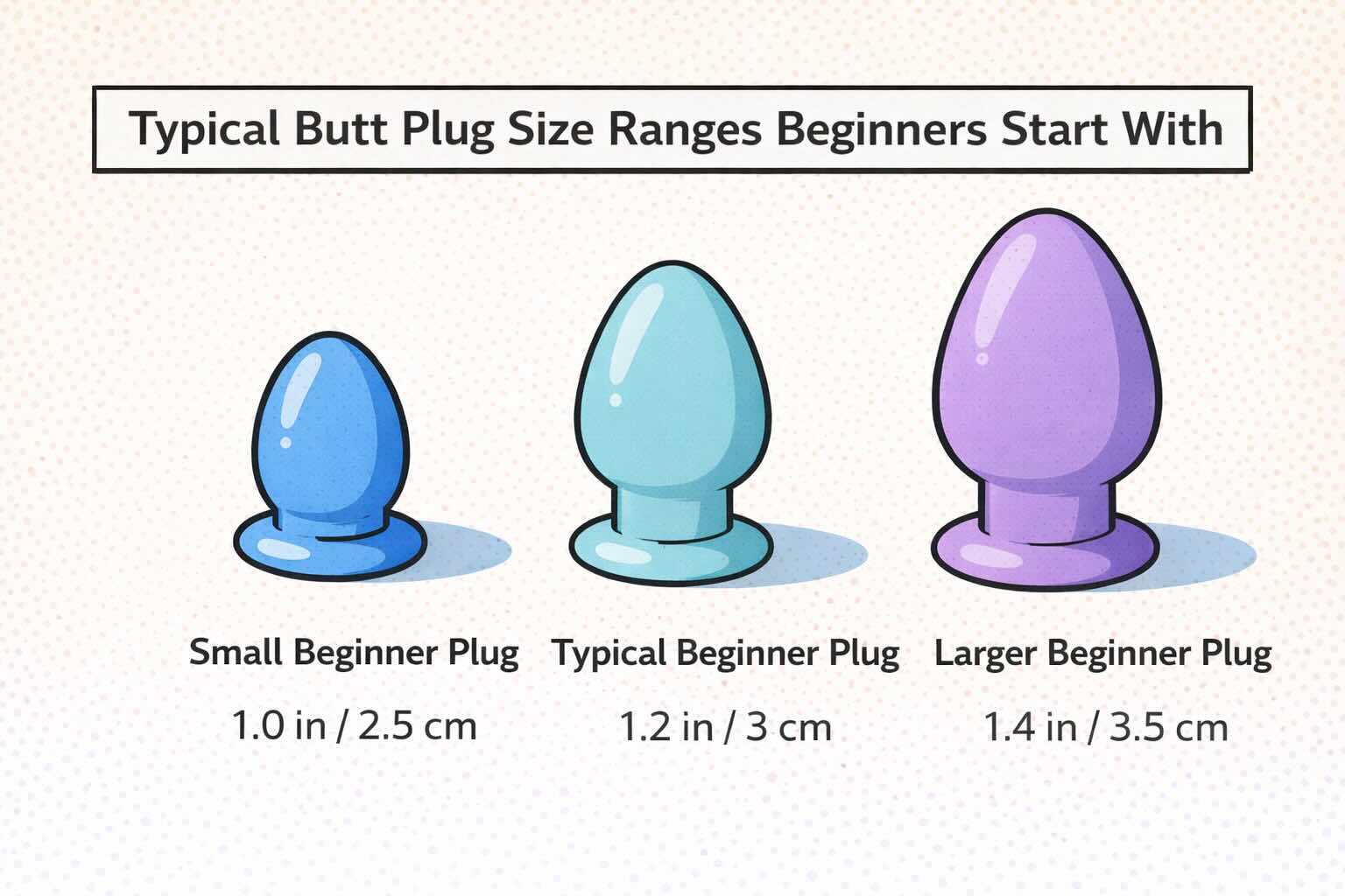 beginner butt plug size comparison chart