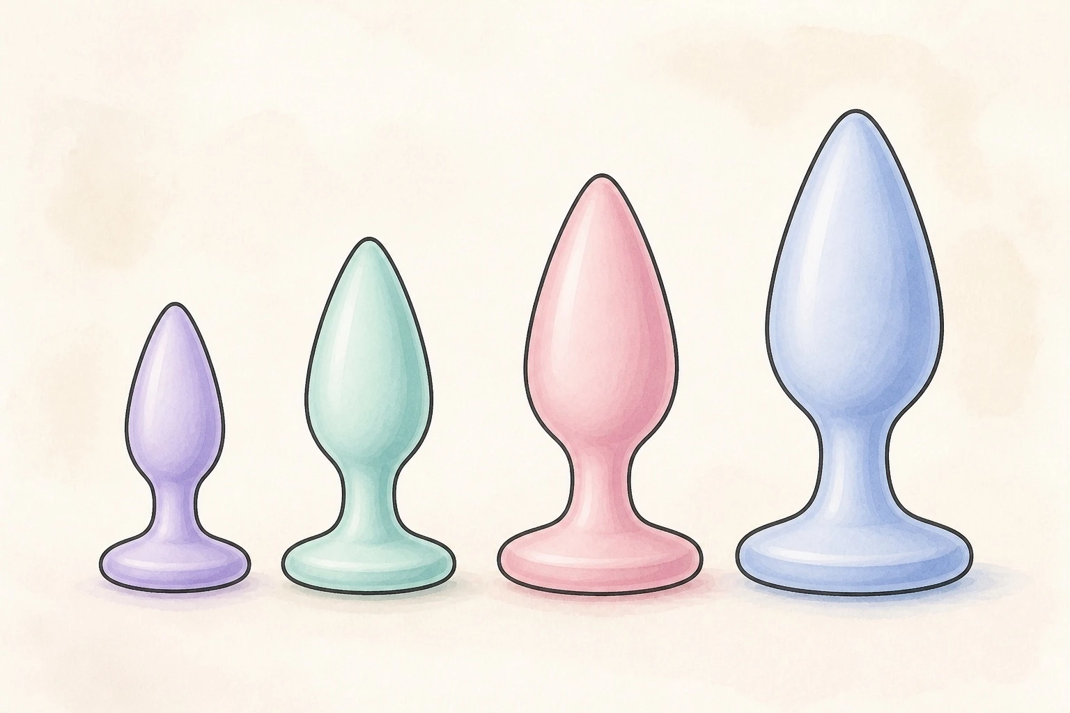 Butt plug size progression from Small to XL