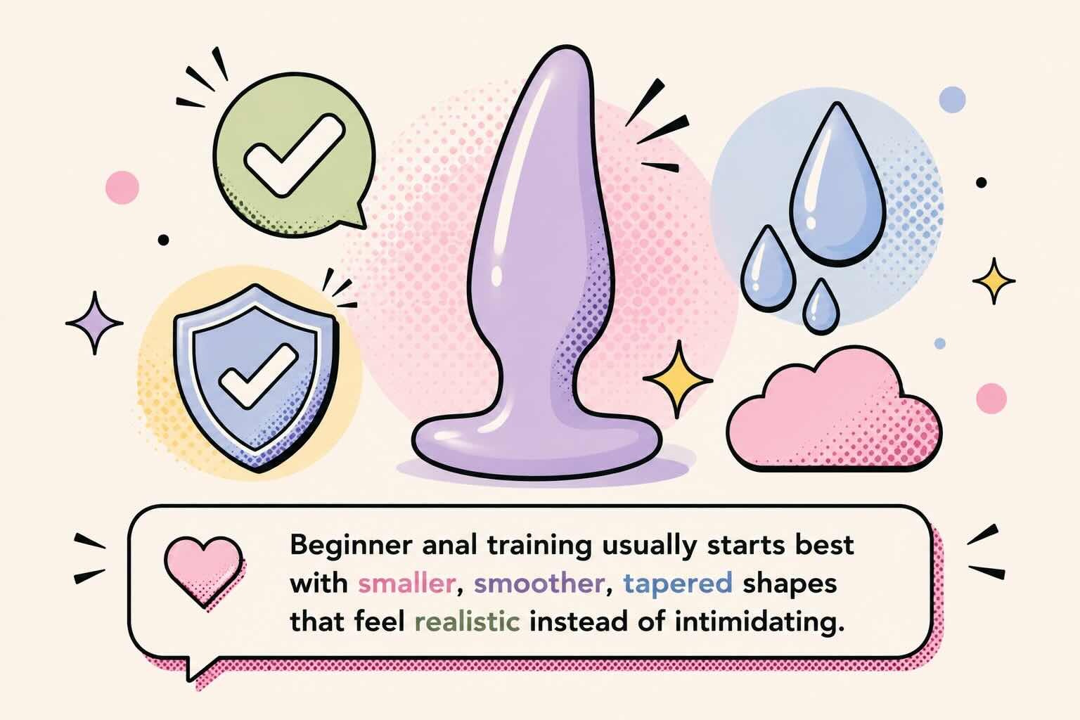 beginner anal training toy shapes with slim tapered designs and flared bases