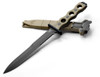 Benchmade 185SBK-1 SOCP Fixed Blade Knife 7.11" CPM-3V Black Double Edge Combo Dagger Blade, Desert Tan G10 Handles, Injection Molded Sheath