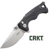 CRKT BT FIGHTER COMPACT 2.86 inch Stone Wash Plain Edge with Black Handle