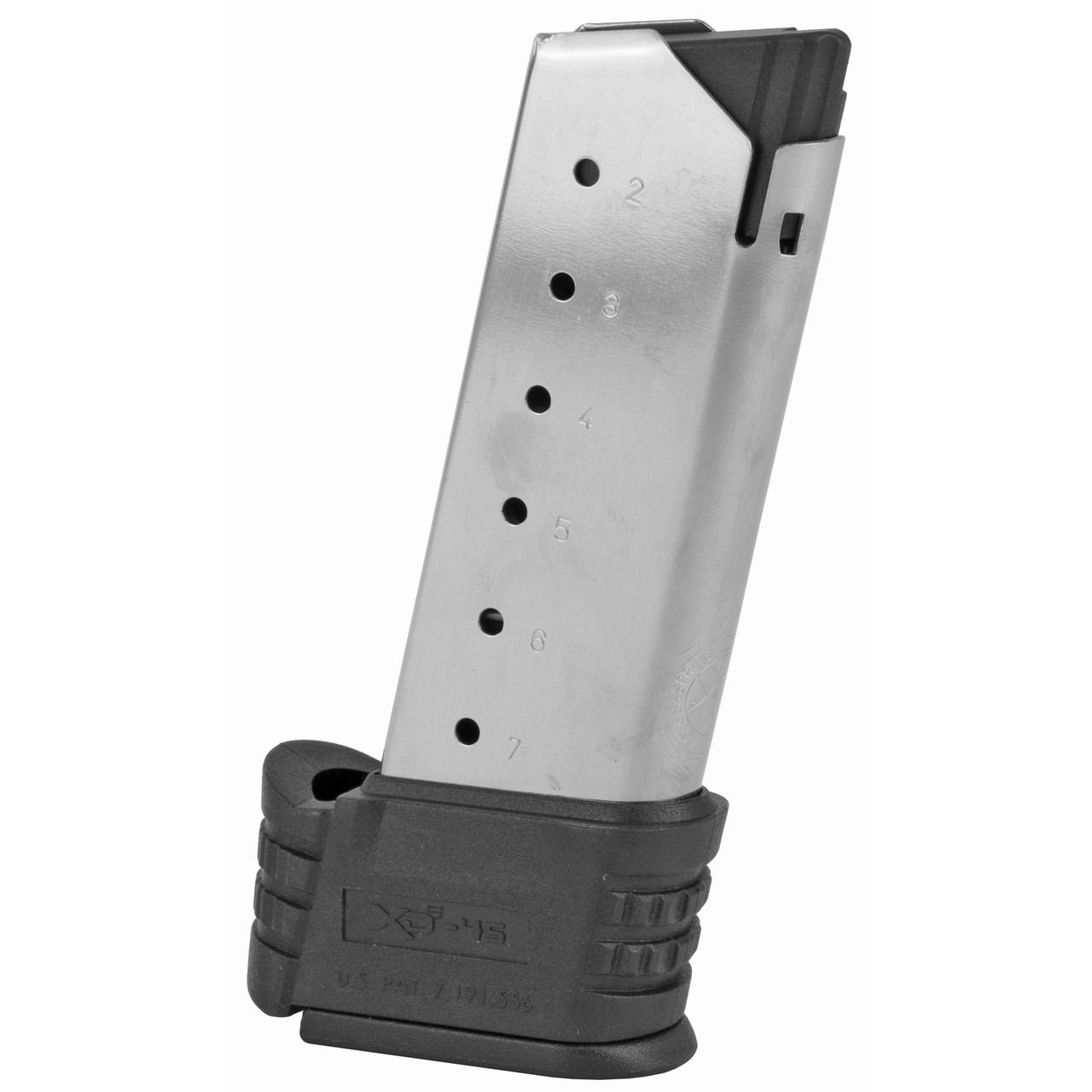 Springfield, Magazine, 45 ACP, 7 Rounds, Fits Springfield XDS, with Sleeve for Backstaps 1 & 2, Stainless