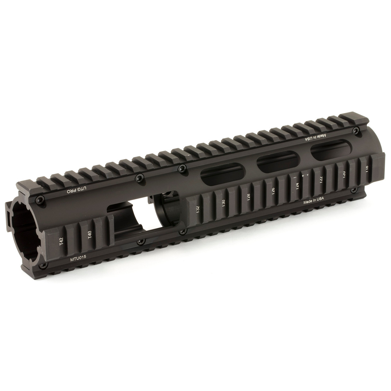 Leapers, Inc. - UTG, Model 4/15 Quad Rail, Fits AR Rifles, Carbine Length, with Front Extension, Black
