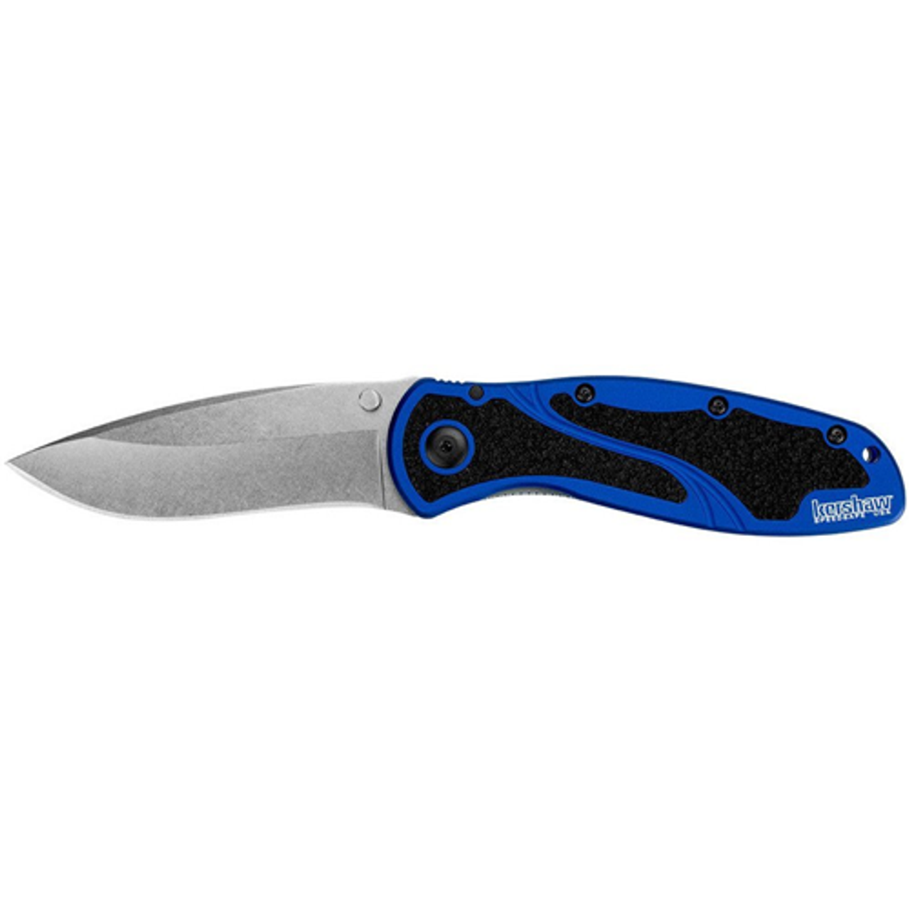 Kershaw, Blur Navy Blue Stonewashed Assisted Folding Knife, 3.4", Plain Edge