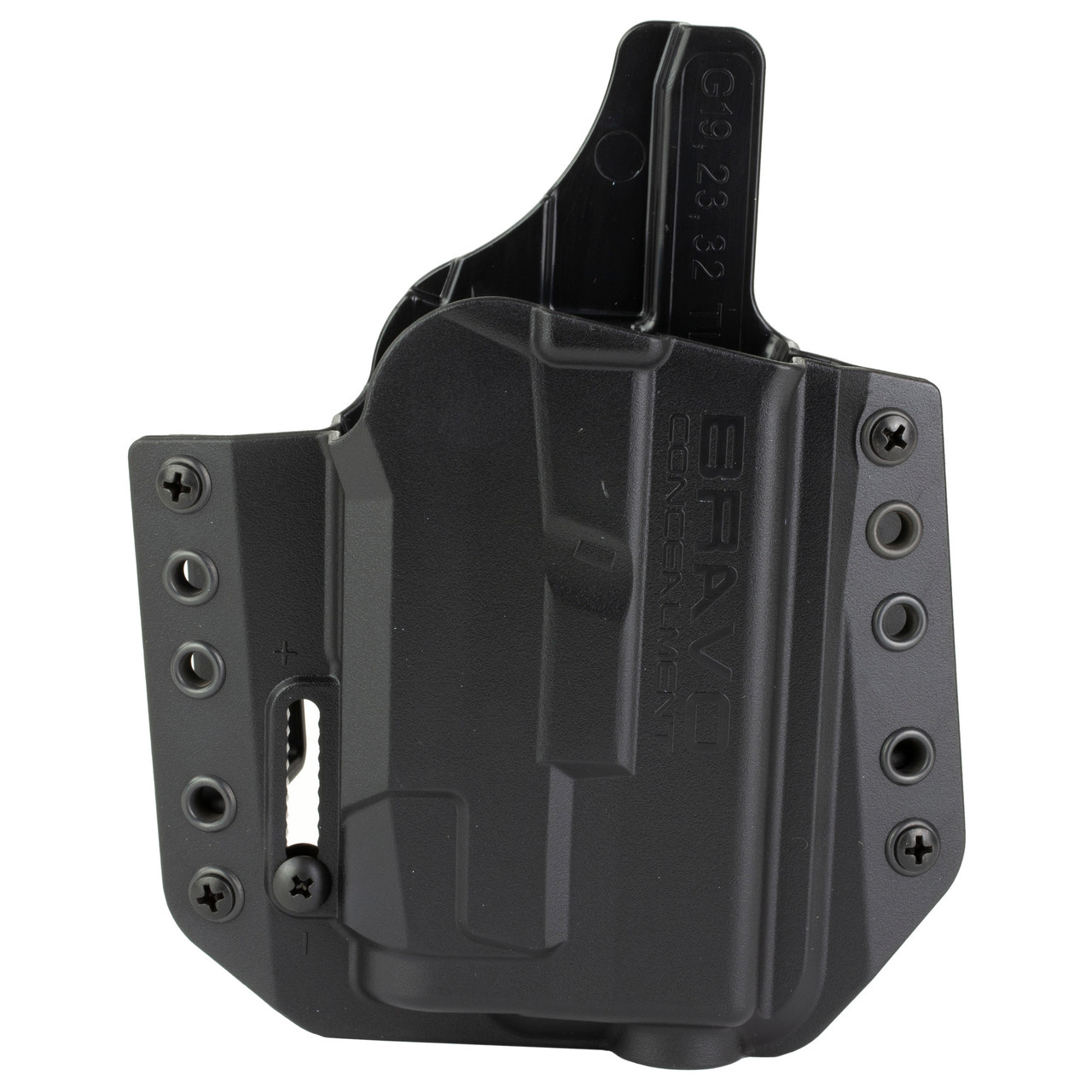 Bravo Concealment, BCA Light Bearing, OWB Concealment Holster, Fits Glock 19/19X/23/32/45 w/Streamlight TLR-7, Right Hand, Black, Polymer, Does not fit Glock Gen 5 40SW
