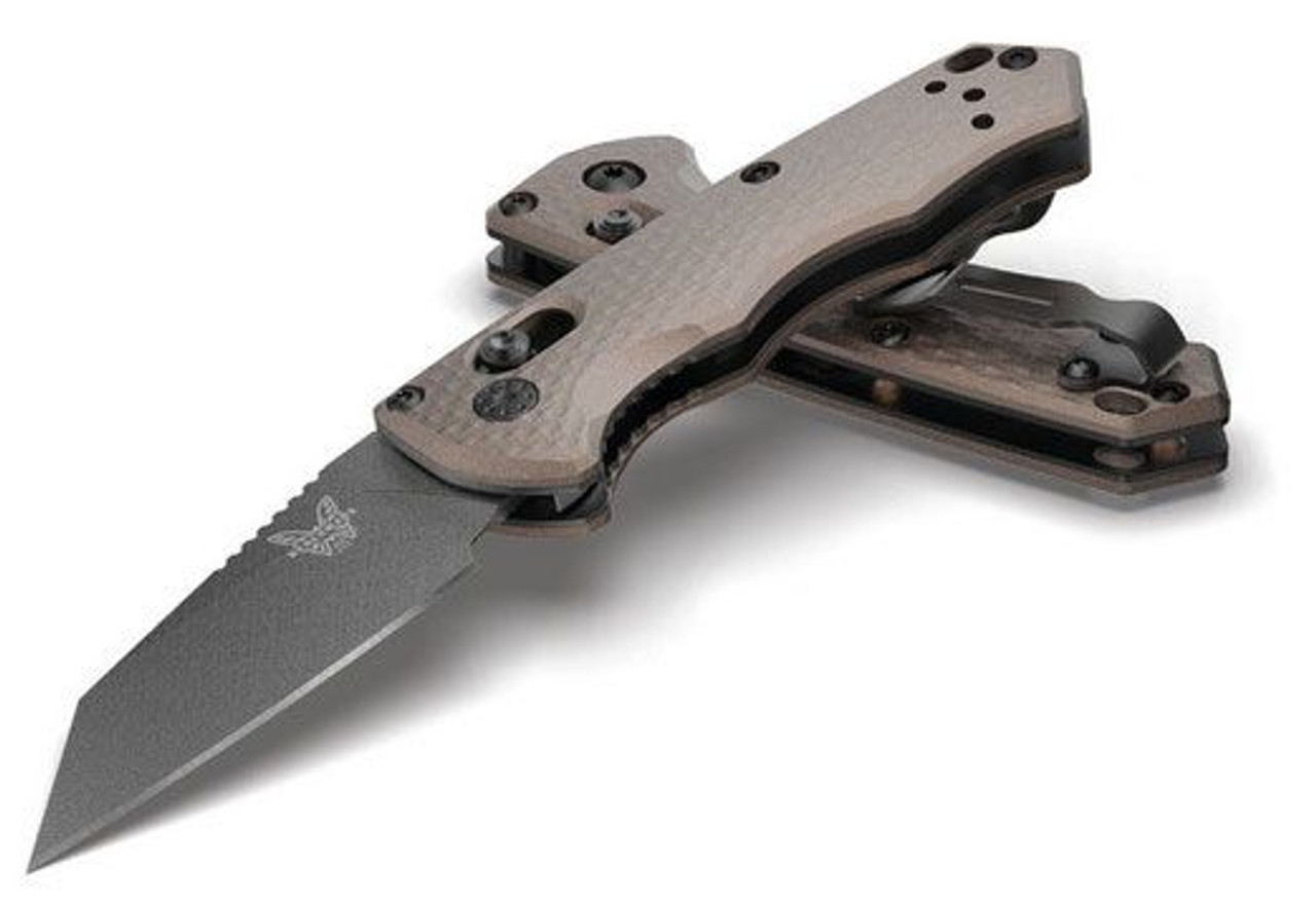 Benchmade 2900BK-2 AUTO Immunity Folding Knife 2.49" CPM-M4 Cobalt Black Wharncliffe Blade, Woodland Green Billet Aluminum Handles