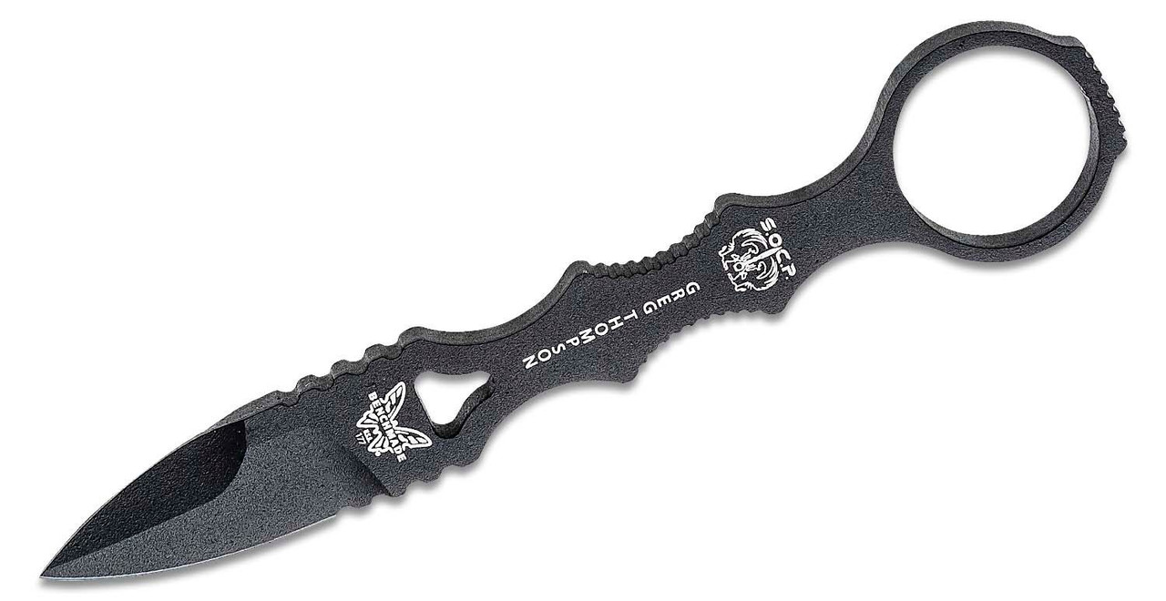 Benchmade Mini SOCP Dagger 2.22" Black Spear Point Blade, Black Injection Molded Sheath - 177BK