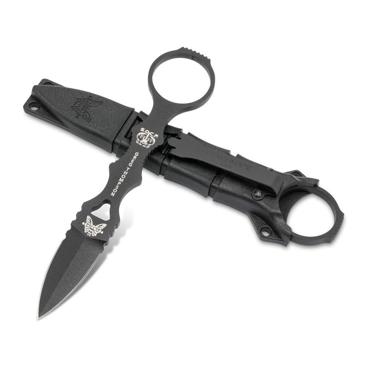 Benchmade Mini SOCP Dagger 2.22" Black Double Edge Blade, Black Sheath - 173BK