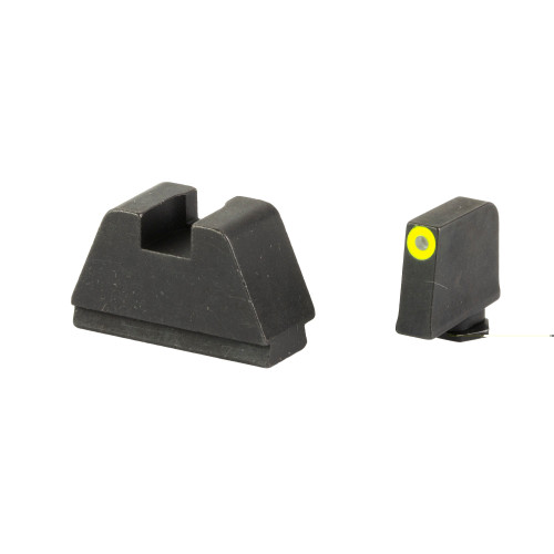 Optic Compatible Sets for Glock, Fits All Glocks, 3XL Tall, Green Tritium with LumiGreen Outline, .365" Front and .451" Rear, Black Rear Sight